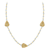 CHG-200-RM-18" 18K Gold Overlay Necklace With Rainbow Moonstone Beads Bali Designs Inc